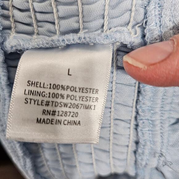 Audrey Parks Soft Blue Tulle Blouse Sheer Long Sleeve Crop V-Neck Size Large - Picture 10 of 10